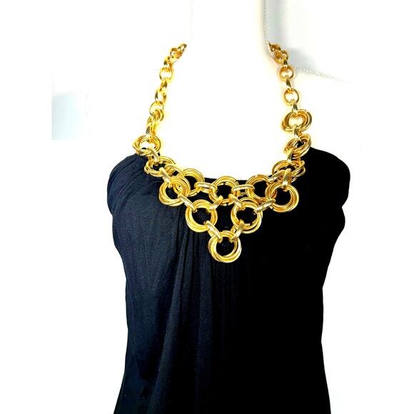 Vintage Bling Cable & Gauge Gold Chain Halter Top - Size M - Picture 1 of 8